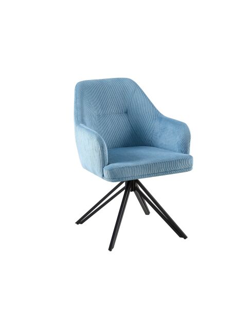 Lot de 2 chaises Alaro velours côtelé déhoussable bleues - 58x87x63 cm