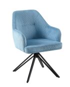 Lot de 2 chaises Alaro velours côtelé déhoussable bleues - 58x87x63 cm