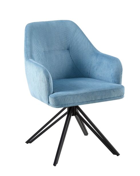 Lot de 2 chaises Alaro velours côtelé déhoussable bleues - 58x87x63 cm