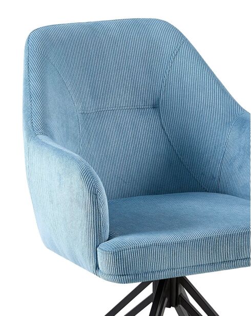 Lot de 2 chaises Alaro velours côtelé déhoussable bleues - 58x87x63 cm