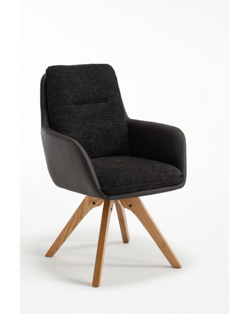 Lot de 2 fauteuils barcelona gris noir foncé - 51x92x68 cm