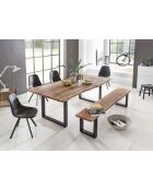 Banc acacia massif verni naturel - 200x45x38 cm