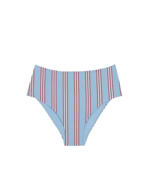 Braguita de bikini de cintura alta a rayas azules Comporta