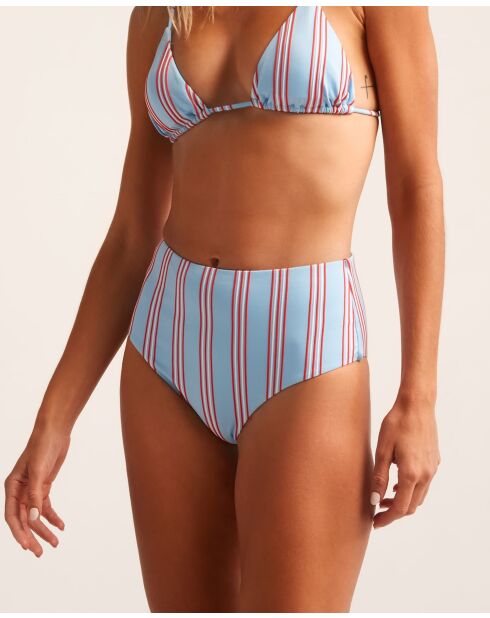Braguita de bikini de cintura alta a rayas azules Comporta