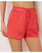 Korte broek met hazelnootkleurige zalm en perzik