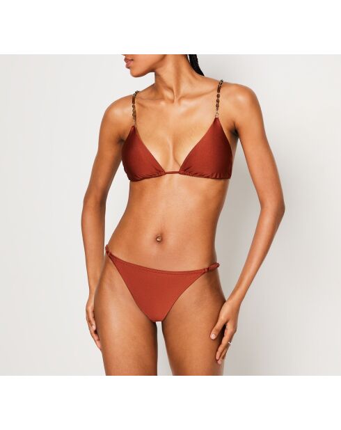 Strap Swim triangel-bh met rode baksteen, zonder beugel en zonder schelp