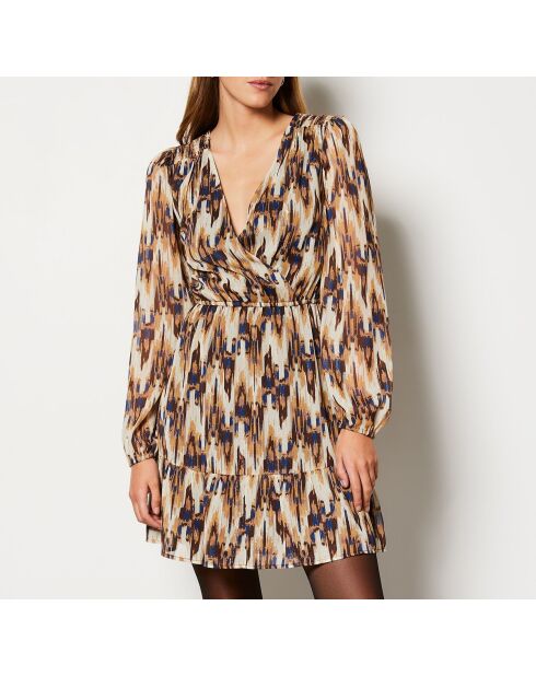 Lila jurk met veelkleurige print