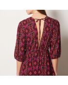 Bonnie-jurk met paarse achtergrondprint