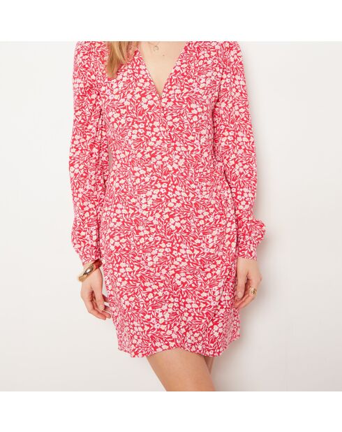 Toco jurk bedrukt met koraalkleurige achtergrond