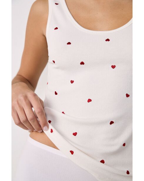 Ecru tanktop Chase met hartprint
