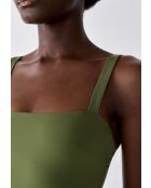 Traje de baño Sculpt de 1 pieza sin aros, color caqui oliva, 2 sin concha