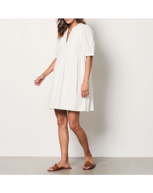 Hanael ecrufarbenes besticktes Kleid