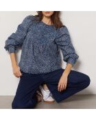 Blusa Suzon blu verde stampata