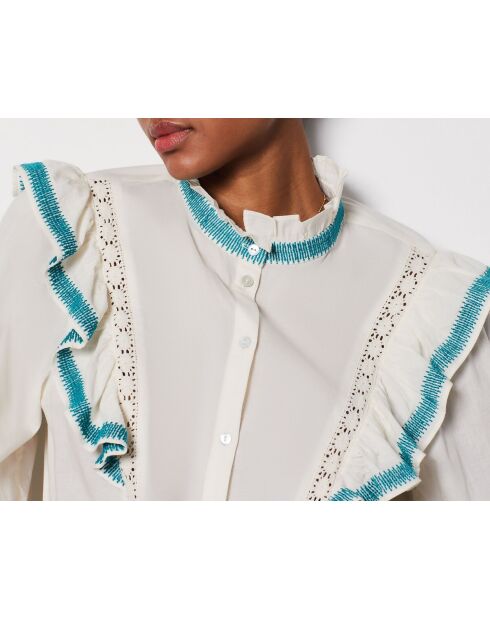 Geborduurd ecru overhemd van vanim