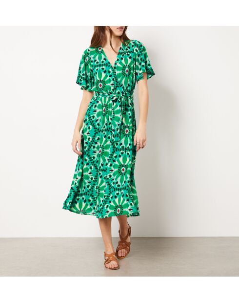 Valentina jurk met smaragdgroene print