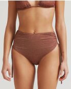 Bruin bikinibroekje met hoge taille en leeuwenkop