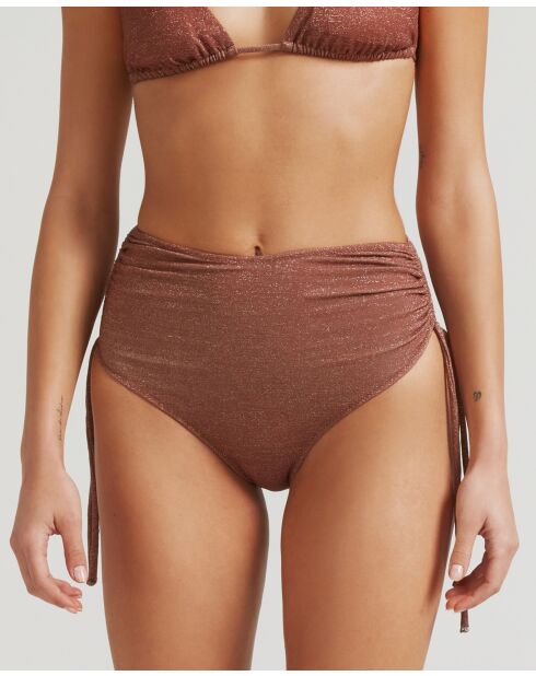 Bruin bikinibroekje met hoge taille en leeuwenkop