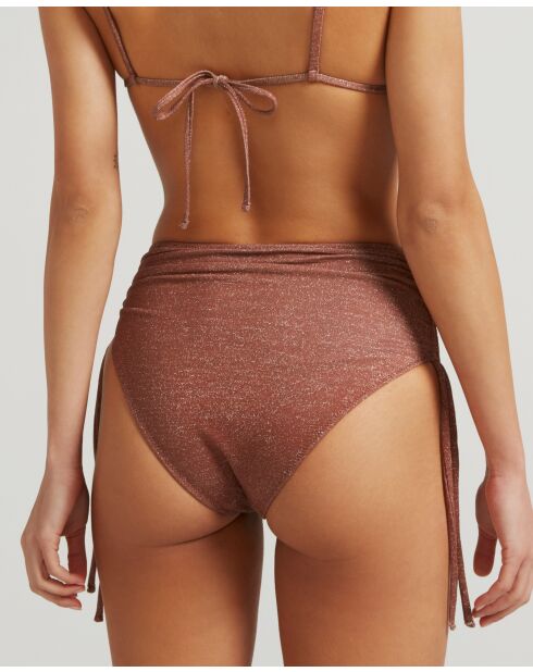 Bruin bikinibroekje met hoge taille en leeuwenkop