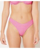 Bas de bikini bresilien high leg Manzania imprimé fond rose