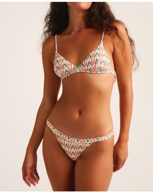 Klassiek bikinibroekje met ecru achtergrondprint