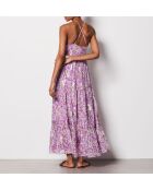 Uriana jurk met paarse achtergrondprint