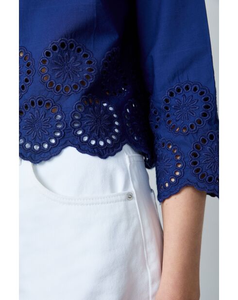 Navyblaues besticktes Hemd Victorine