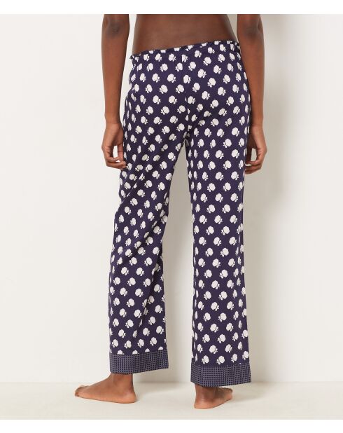 Hose mit floristischem blauem Aufdruck