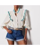 Geborduurd ecru overhemd van vanim