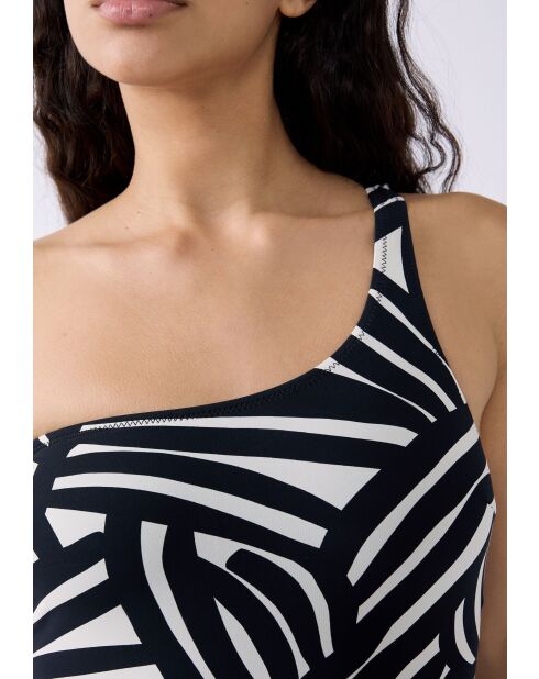 Espelho badpak uit één stuk zonder schelp, zwarte opdruk op witte achtergrond