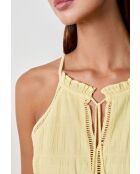 Lichtgele geborduurde Tashou-jurk