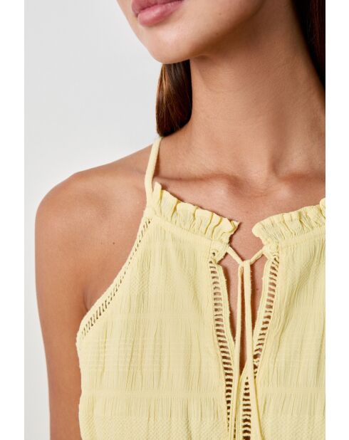 Lichtgele geborduurde Tashou-jurk