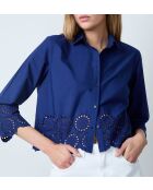 Navyblaues besticktes Hemd Victorine