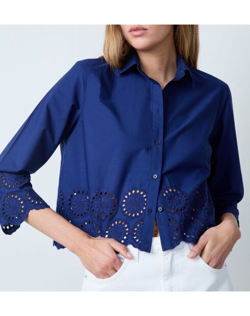 Navyblaues besticktes Hemd Victorine