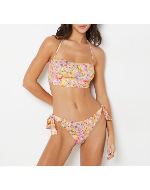 Soutien-gorge bandeau sans armature Blooming SPE imprimé fond violet.