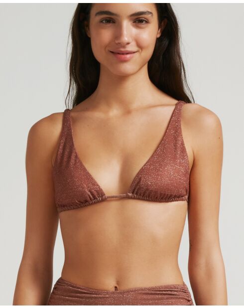 Top de bikini de hilo marrón Lion's Head