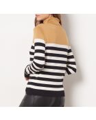 Criss ecru gestreepte trui met col