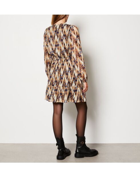 Lila jurk met veelkleurige print