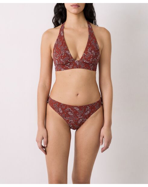 Charliz Bikinihose mit braunem Hintergrundprint
