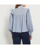 Himmelblaues besticktes Hemd Helena