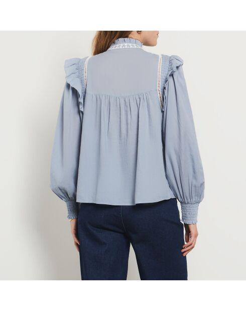 Himmelblaues besticktes Hemd Helena