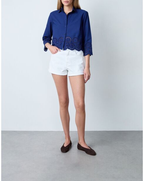 Navyblaues besticktes Hemd Victorine