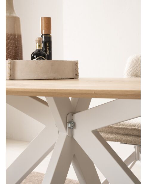 Table chêne massif brossé et huilé lamelle de chêne avec nœuds et fissures naturelle - 180x77x100 cm