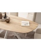 Table chêne massif brossé et huilé lamelle de chêne avec nœuds et fissures naturelle - 180x77x100 cm