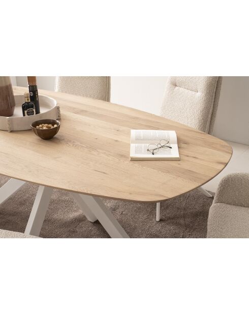 Table chêne massif brossé et huilé lamelle de chêne avec nœuds et fissures naturelle - 180x77x100 cm