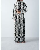 Nalani broek met ecru en zwarte print