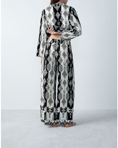 Nalani broek met ecru en zwarte print