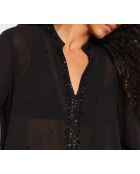 Blusa negra con bordado negro