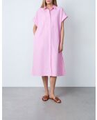 Calin rox roze en wit gestreepte jurk