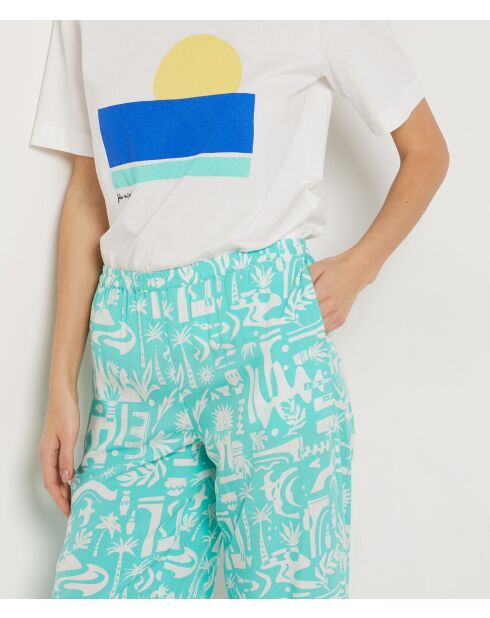 Gianna-broek met turquoise achtergrondprint