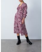 Olympia-jurk met print op de achtergrond van granaat